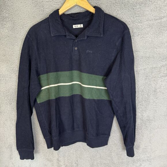 Katin Shirt Mens S Blue Polo Long Sleeve French Terry Cotton Casual Preppy - Picture 1 of 8